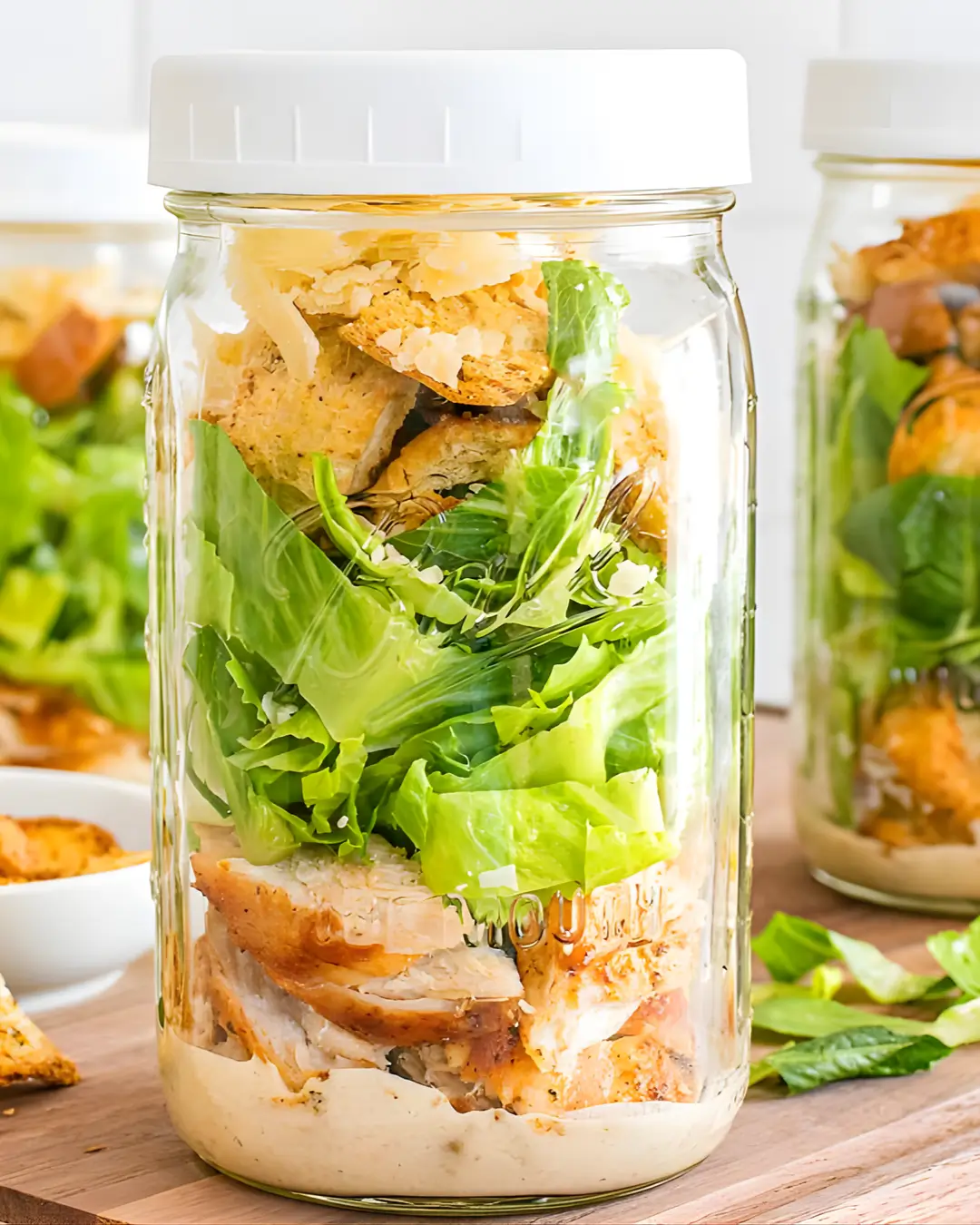 Grilled Chicken Caesar jar salad